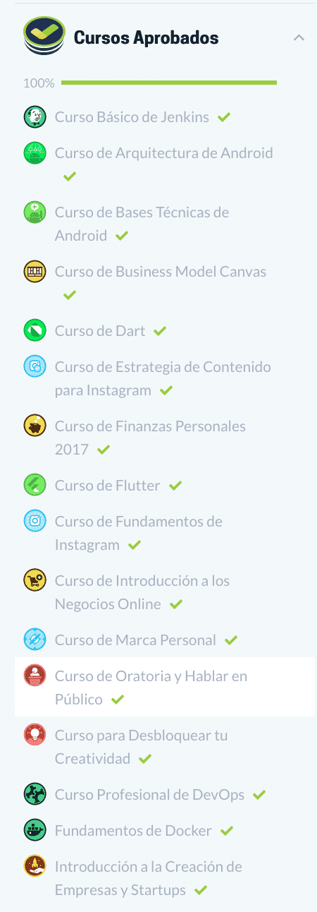 Cursos completados en Platzi